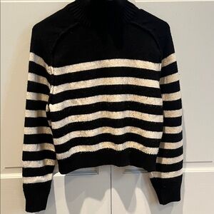 H&M Black and Cream Striped highneck Sweater
